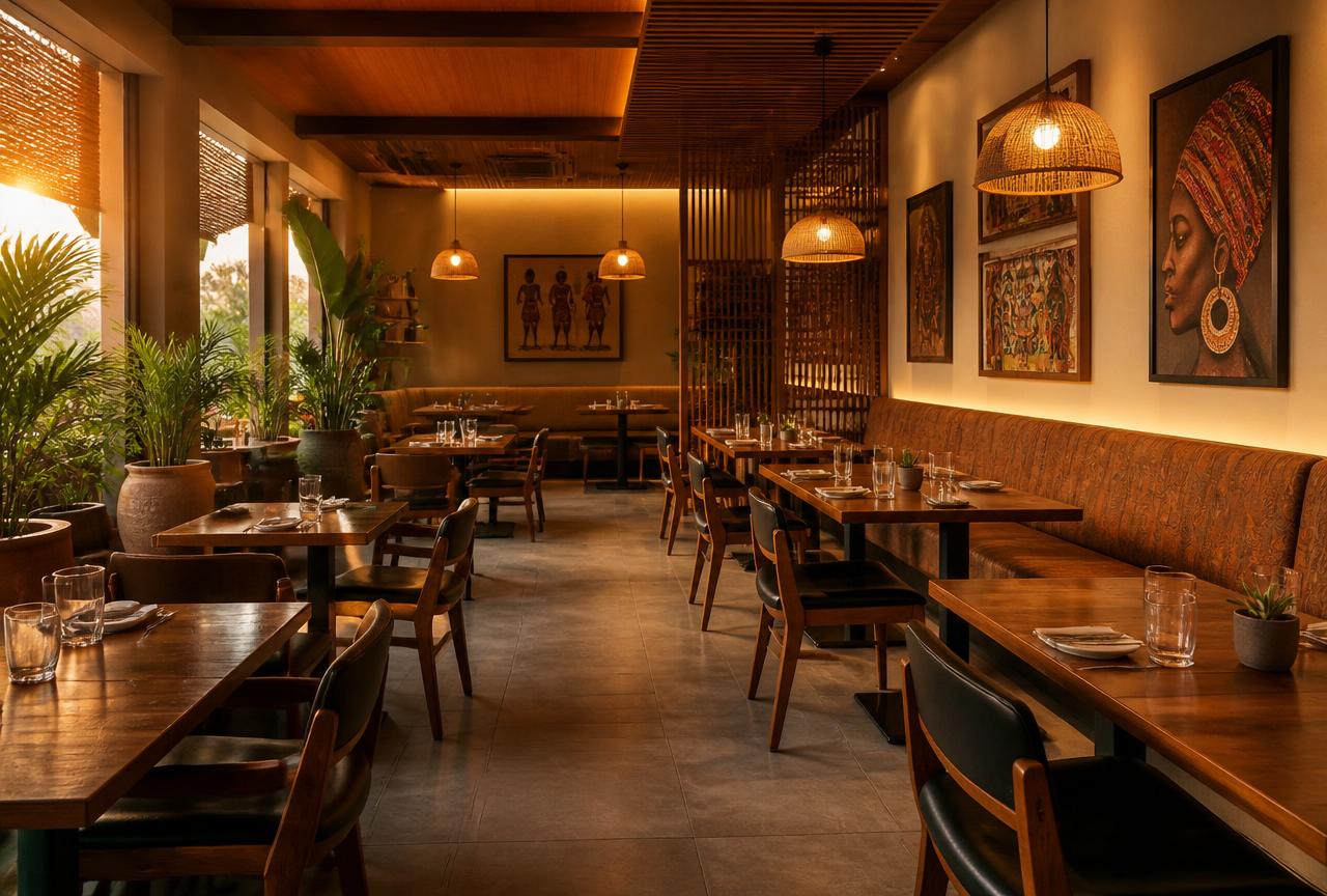 The warm interior of Urban Eatery dining room